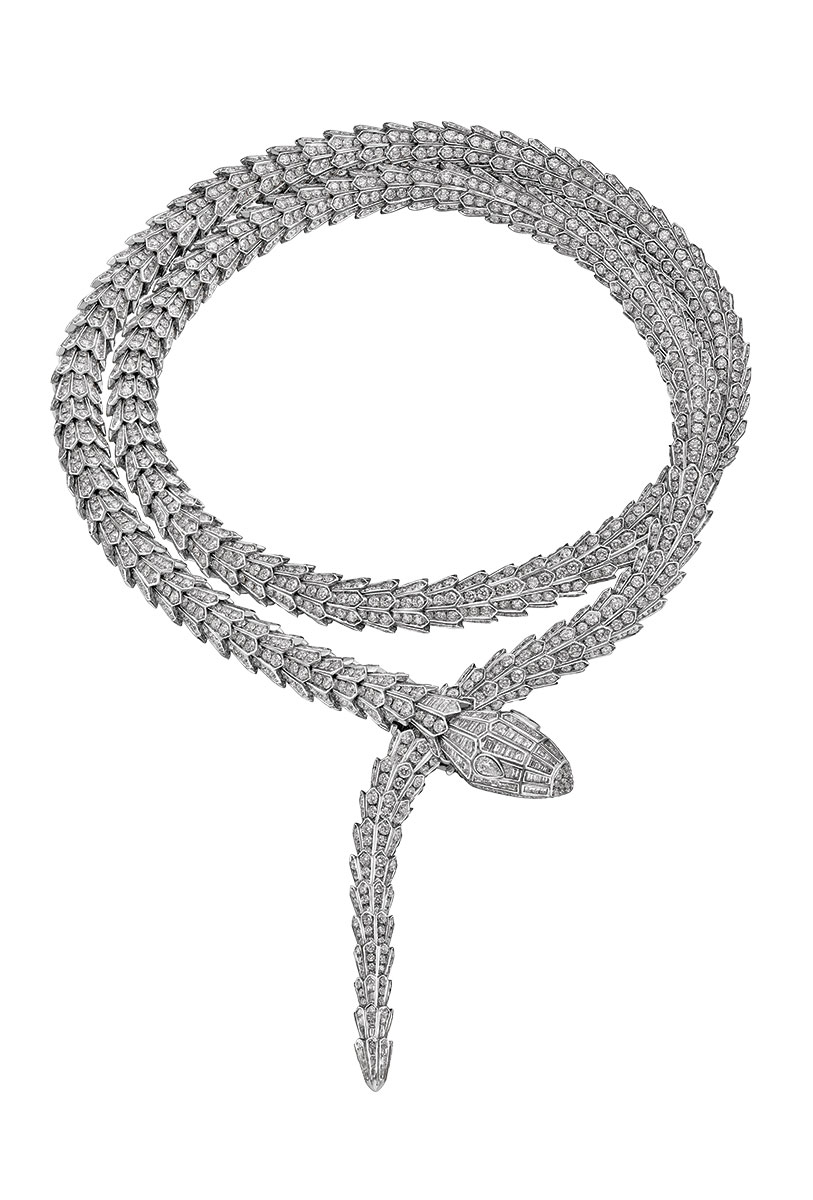 New From Bulgari Diva High Jewelry Serpenti Necklace In White Gold